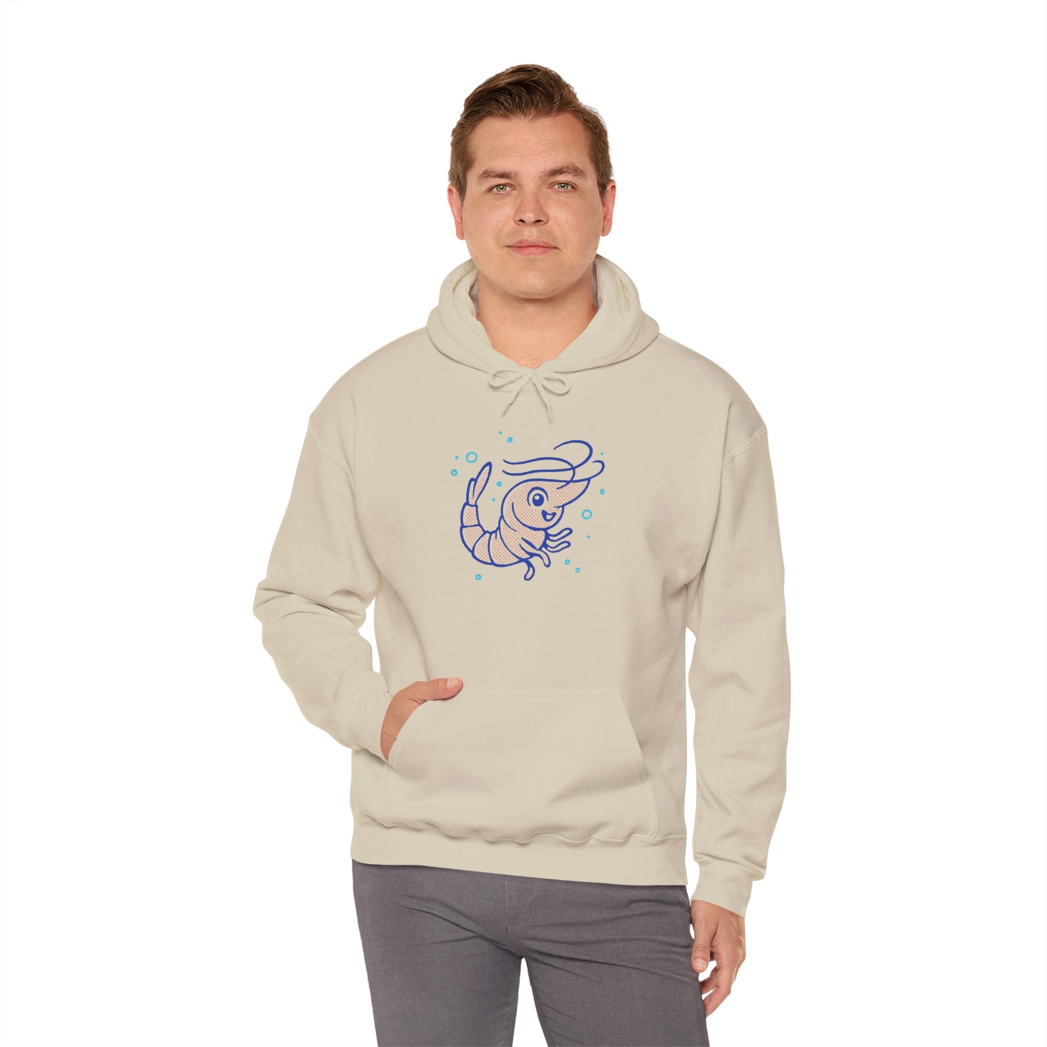 Playful Shrimp Hoodie, Fun Sweater for Seafood Lovers, Cute Marine Life Apparel, Casual Gift for Friends, Unique Beachwear