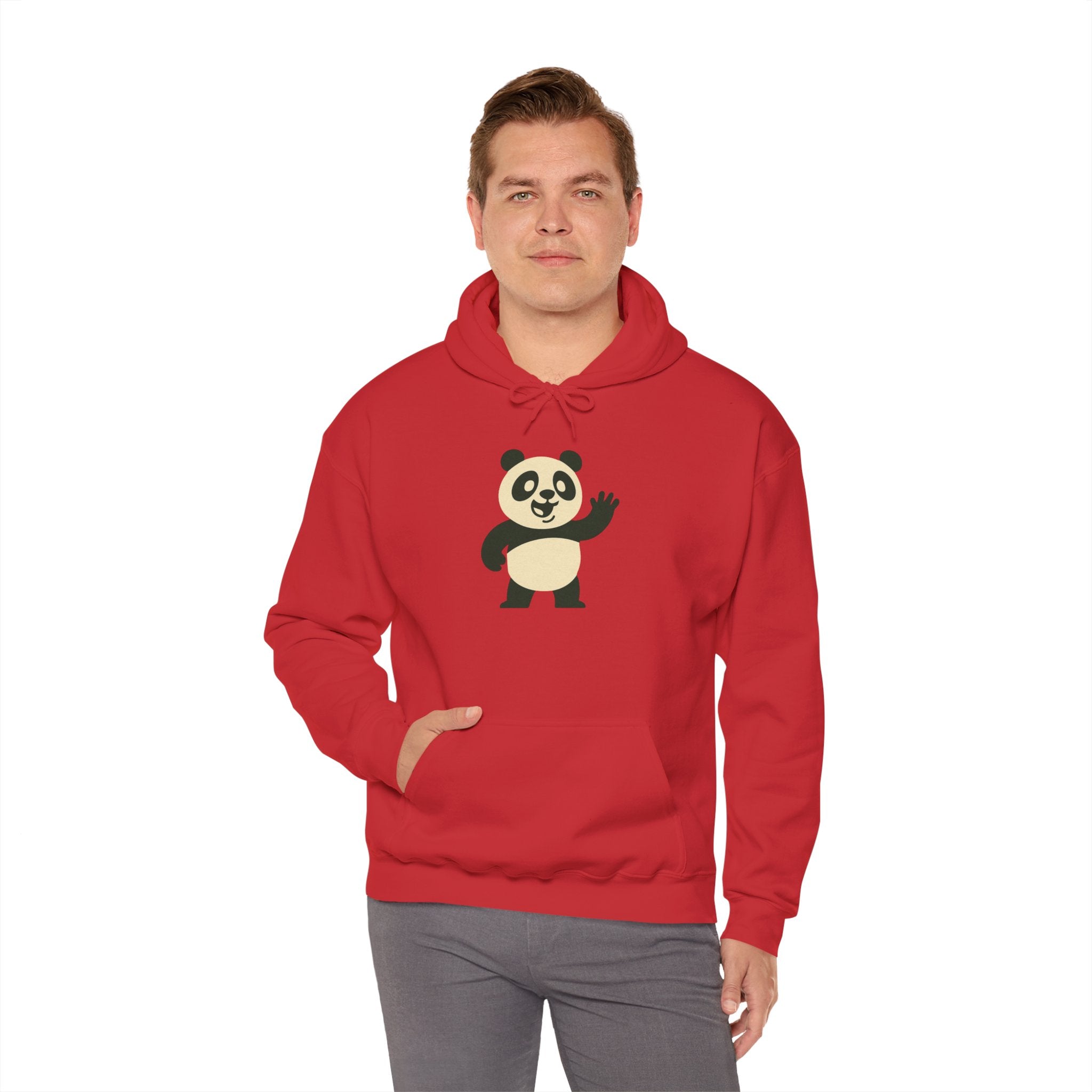 Cute Panda Unisex Hoodie, Cozy Animal Sweatshirt, Perfect Gift for Animal Lovers, Casual Wear, Vibrant Red Hoodie