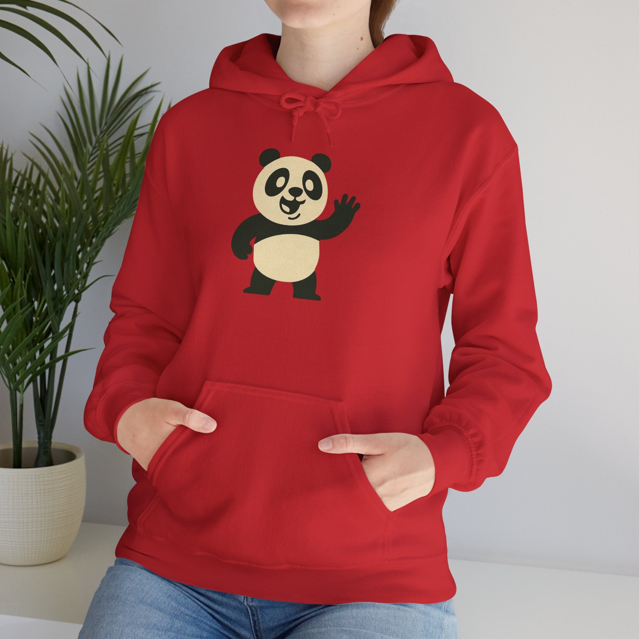 Cute Panda Unisex Hoodie, Cozy Animal Sweatshirt, Perfect Gift for Animal Lovers, Casual Wear, Vibrant Red Hoodie