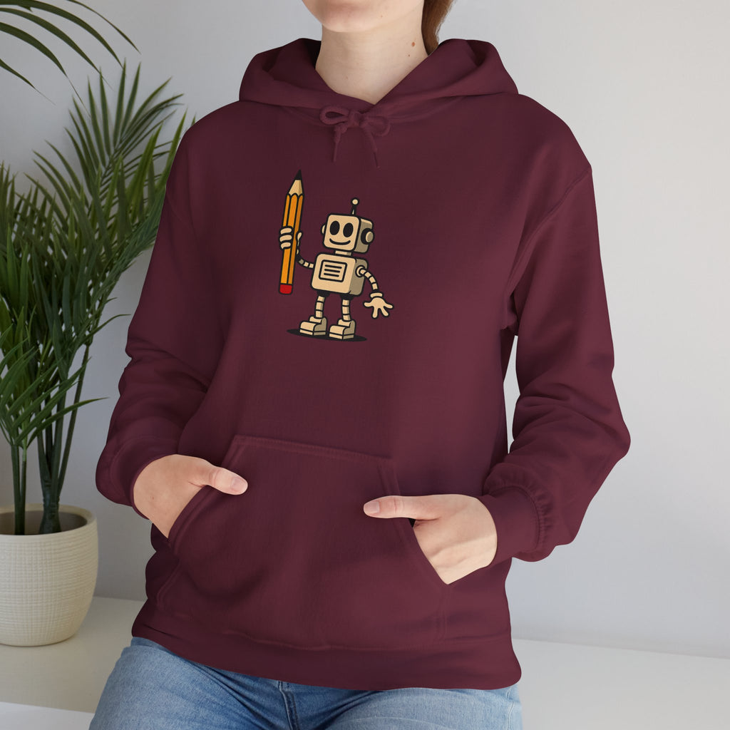 Robot Graphic Hooded Sweatshirt - Unisex Heavy Blend™ Hoodie, Gift for Tech Lovers, Creative Apparel, Cozy Winter Wear, Fun Fashion