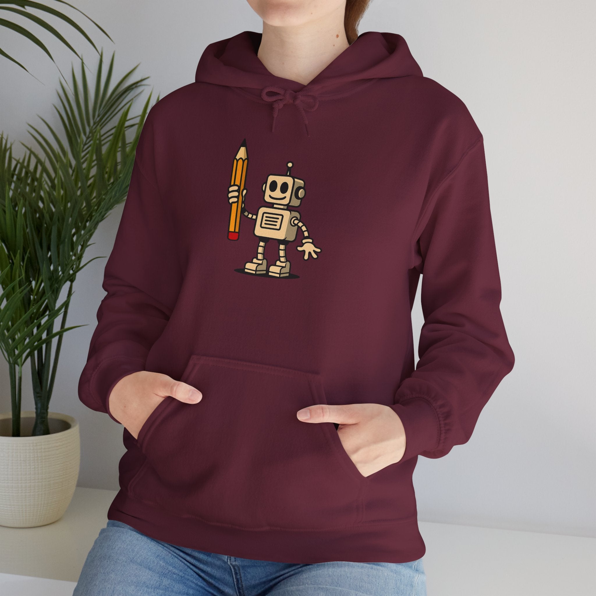 Robot Graphic Hooded Sweatshirt - Unisex Heavy Blend™ Hoodie, Gift for Tech Lovers, Creative Apparel, Cozy Winter Wear, Fun Fashion