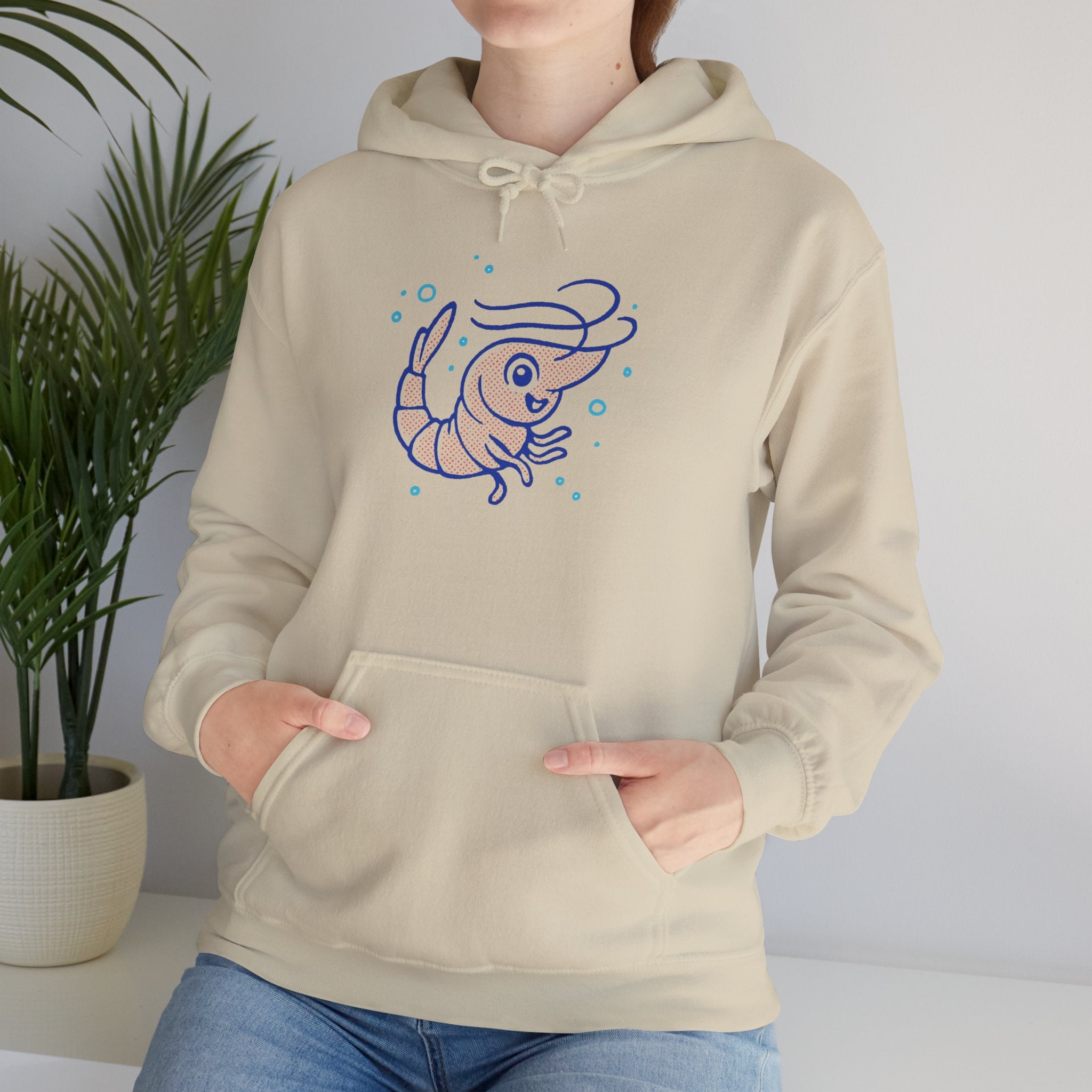 Playful Shrimp Hoodie, Fun Sweater for Seafood Lovers, Cute Marine Life Apparel, Casual Gift for Friends, Unique Beachwear