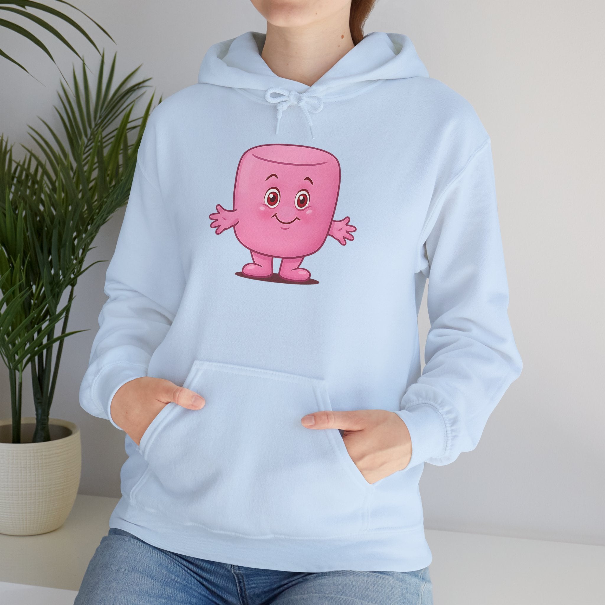 Cute Marshmallow Character Hoodie, Cozy Sweatshirt, Fun Gift for Kids, Unisex Pullover for Fall/Winter, Casual Wear, Cartoon Apparel