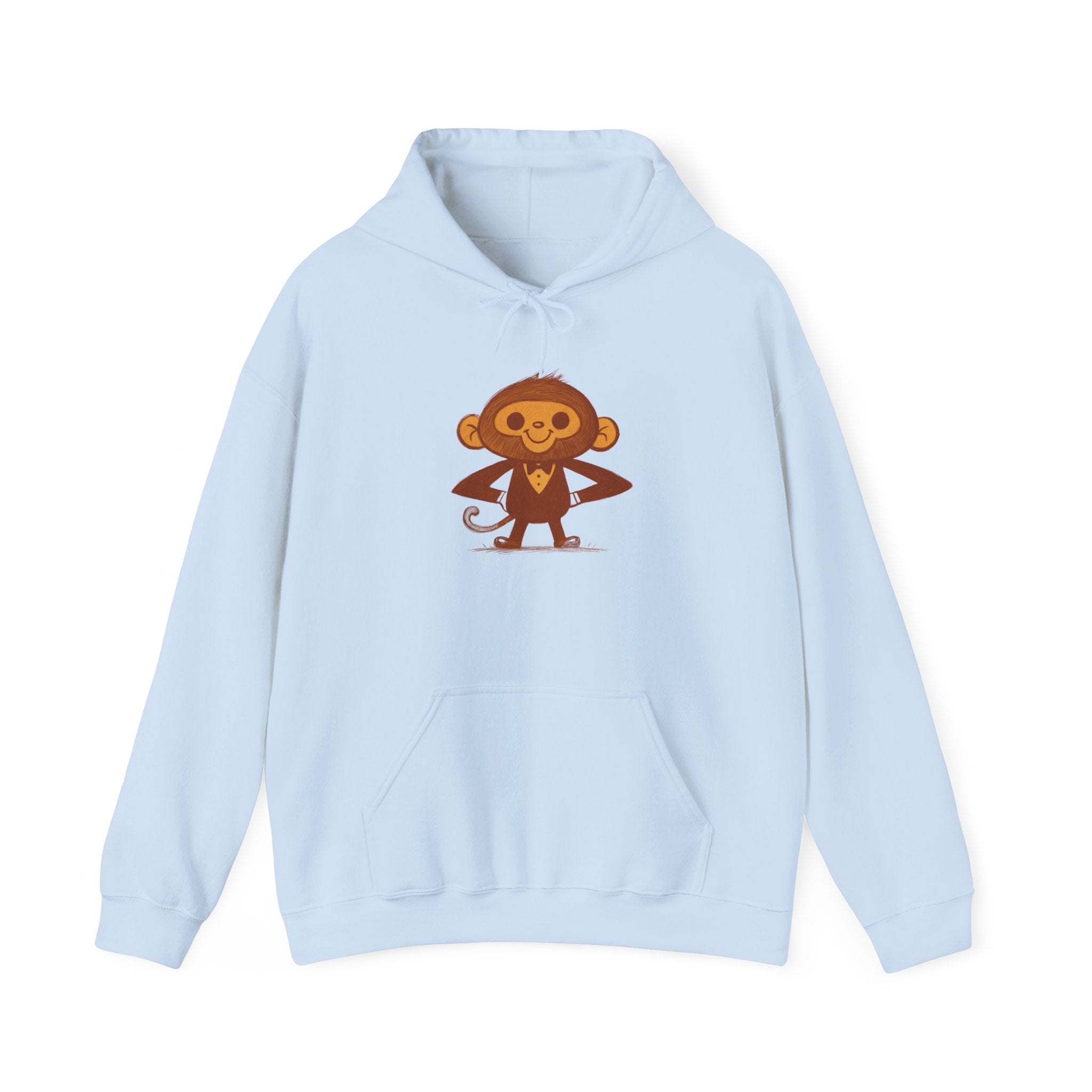 Cheerful Monkey Hoodie - Fun Unisex Sweatshirt, Cute Gift for Kids & Adults, Casual Wear, Birthday, Animal Lovers Apparel