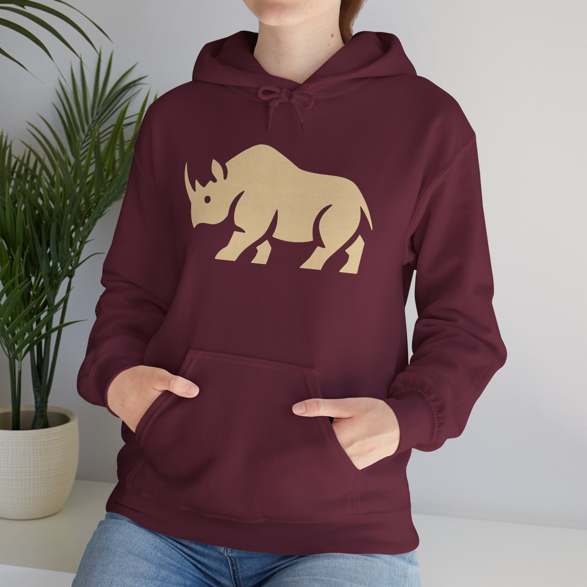 Rhinoceros Graphic Unisex Hoodie, Casual Wear, Eco-Friendly Sweatshirt, Gift for Animal Lovers, Nature-Inspired Apparel