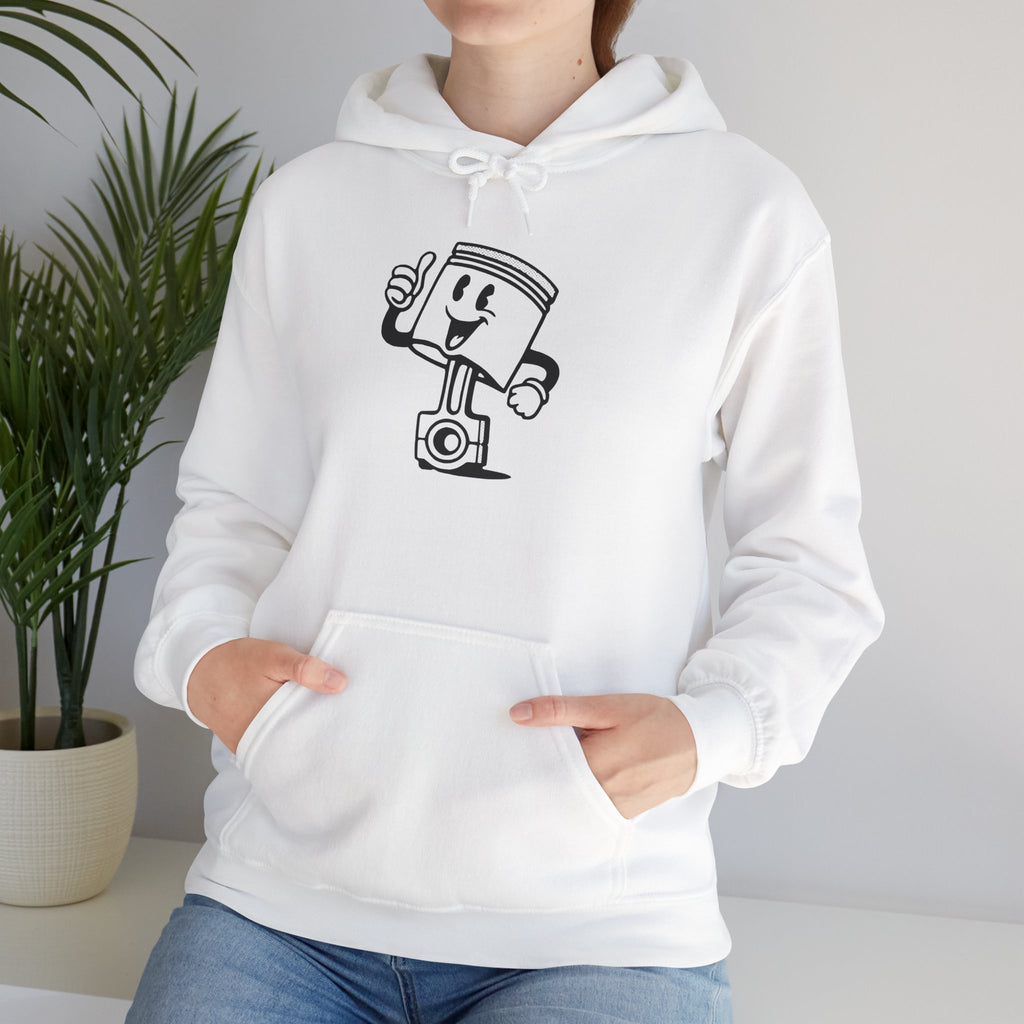 Cheerful Piston Sweatshirt, Unisex Hooded Pullover for Mechanics, Gift for Car Lovers, Funny Automotive Apparel