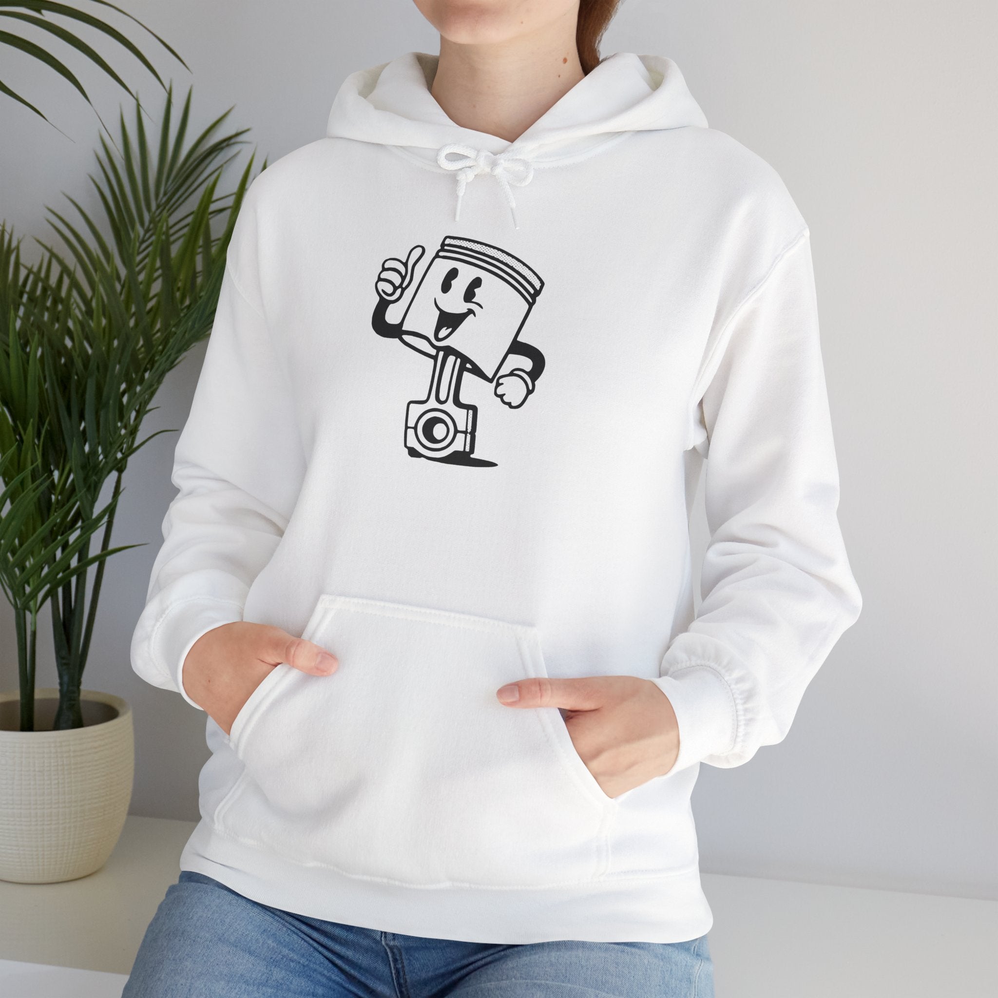 Cheerful Piston Sweatshirt, Unisex Hooded Pullover for Mechanics, Gift for Car Lovers, Funny Automotive Apparel