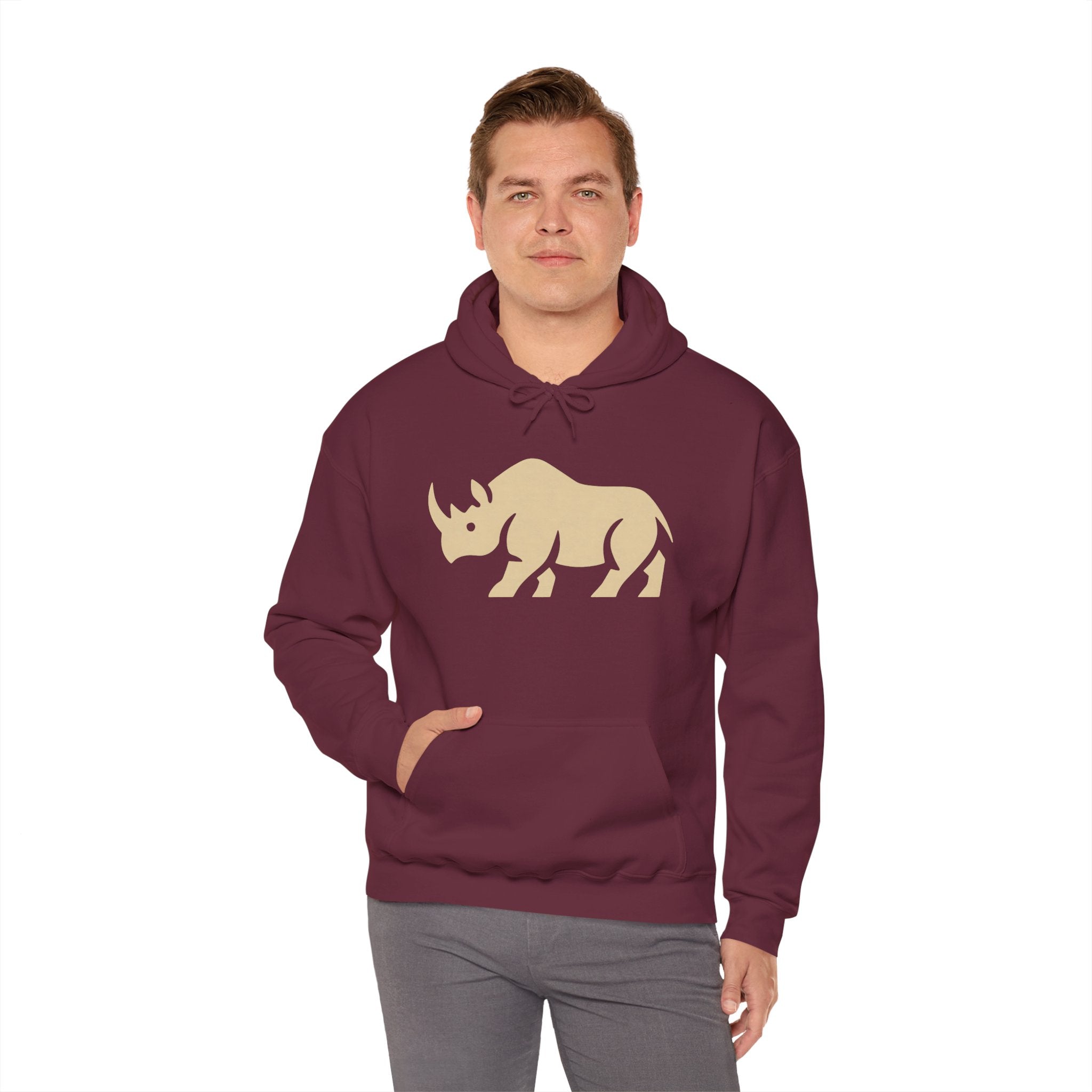 Rhinoceros Graphic Unisex Hoodie, Casual Wear, Eco-Friendly Sweatshirt, Gift for Animal Lovers, Nature-Inspired Apparel