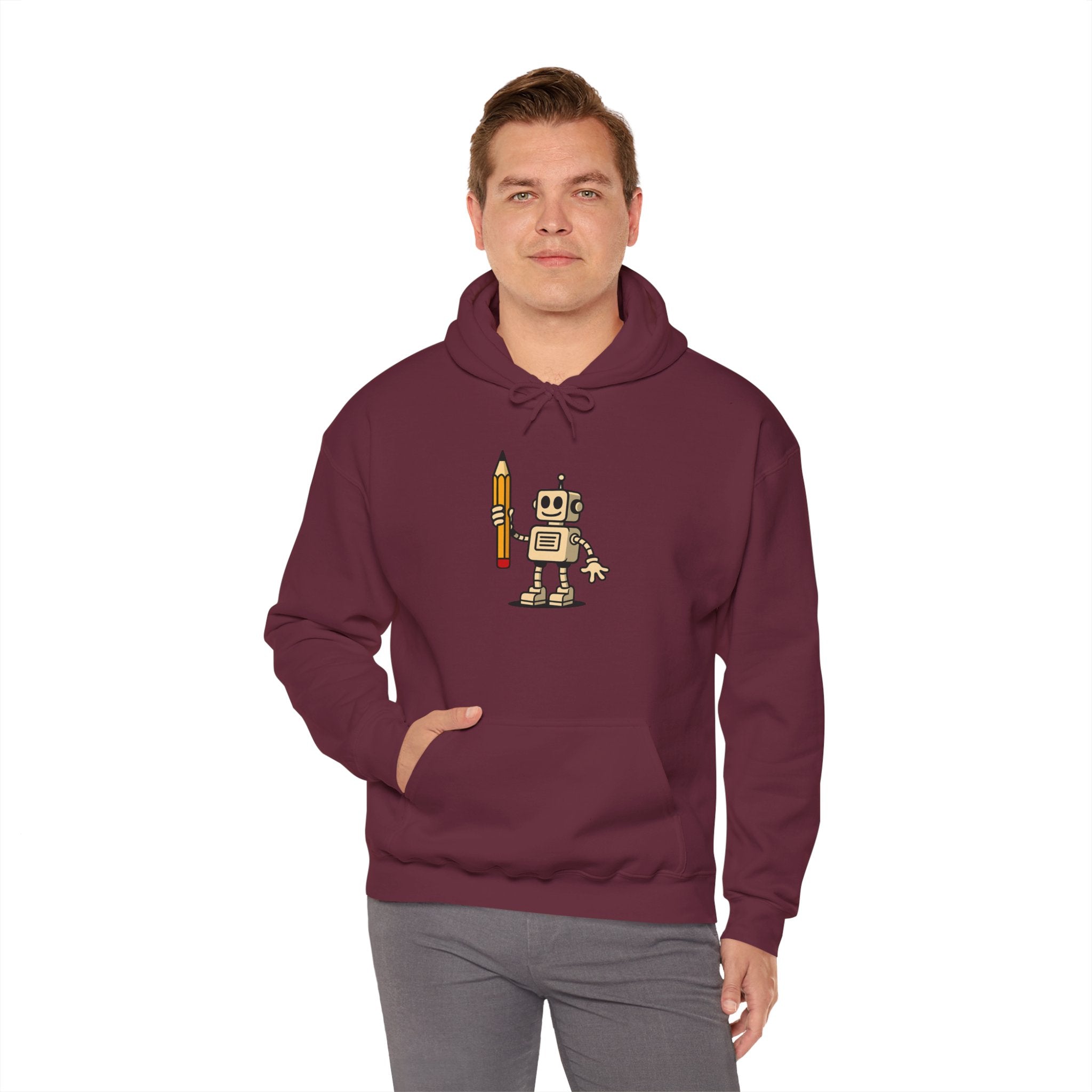 Robot Graphic Hooded Sweatshirt - Unisex Heavy Blend™ Hoodie, Gift for Tech Lovers, Creative Apparel, Cozy Winter Wear, Fun Fashion
