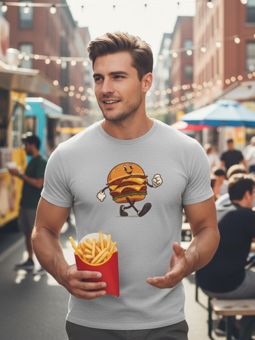 Cheerful Burger Tee – Fun Foodie Style for Grill Lovers