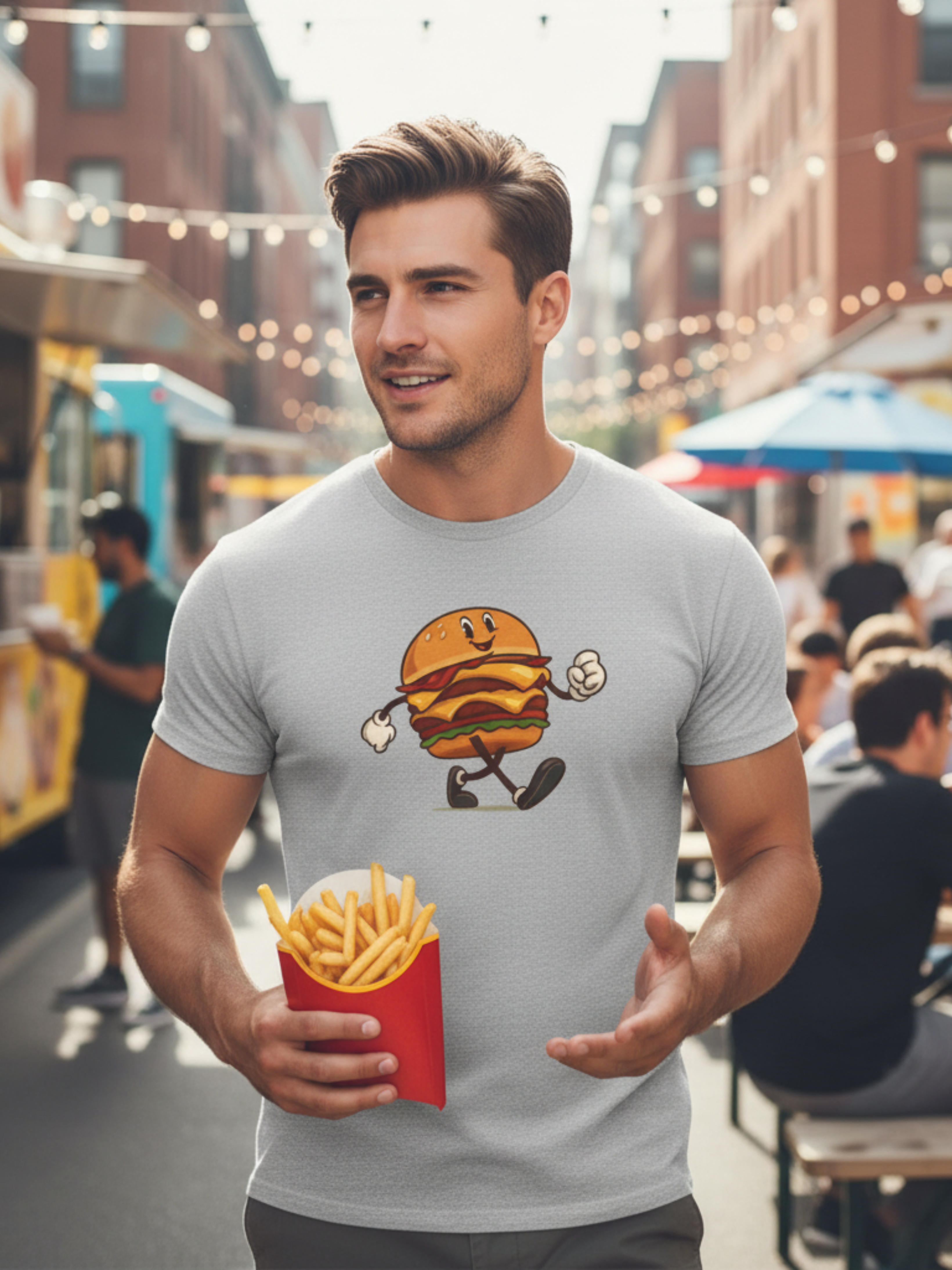 Cheerful Burger Tee – Fun Foodie Style for Grill Lovers