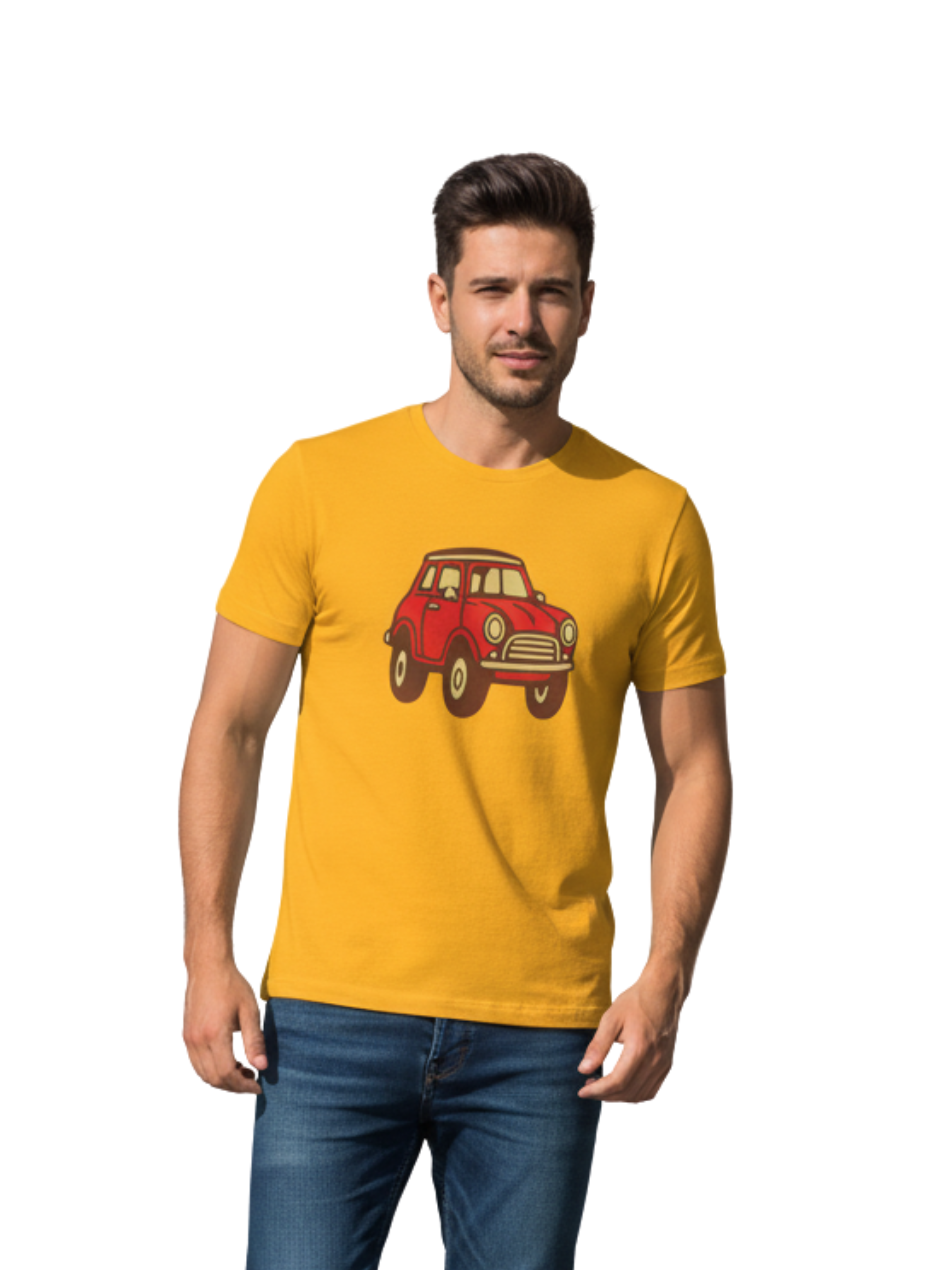 Retro Mini Red Car Tee – Heavy Cotton Style for Classic Car Lovers