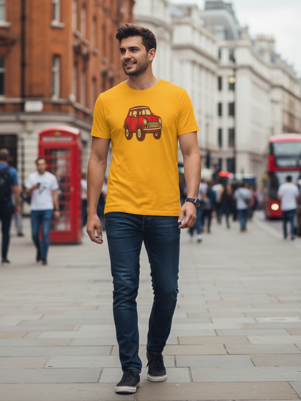 Retro Mini Red Car Tee – Heavy Cotton Style for Classic Car Lovers