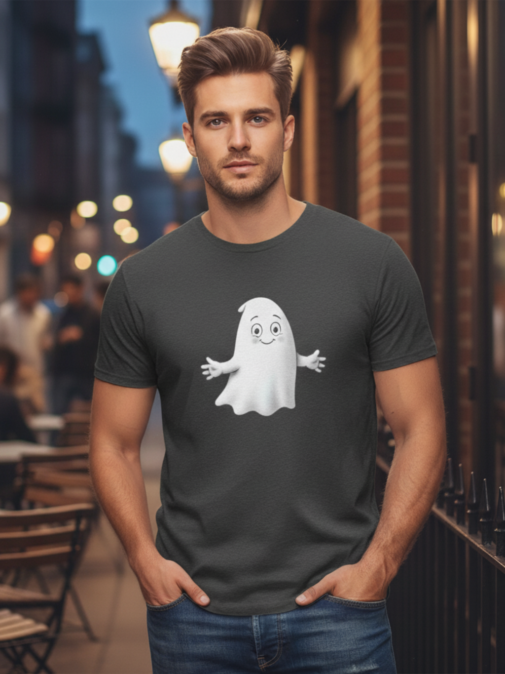 Adorable Ghost Tee – Cute & Spooky Halloween Shirt for All Ages
