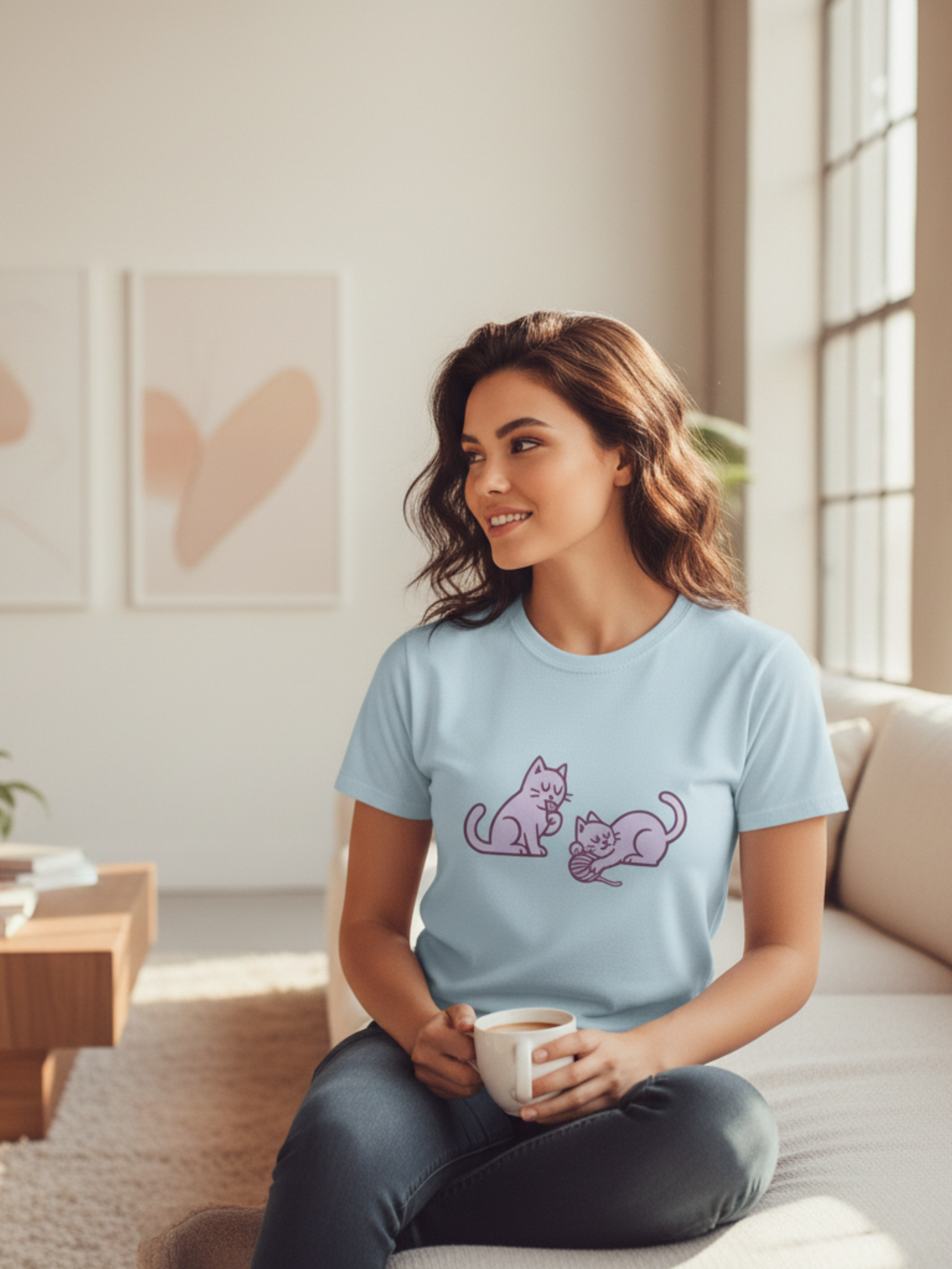 Playful Cat Tee – Cute Graphic Shirt for Cat Lovers
