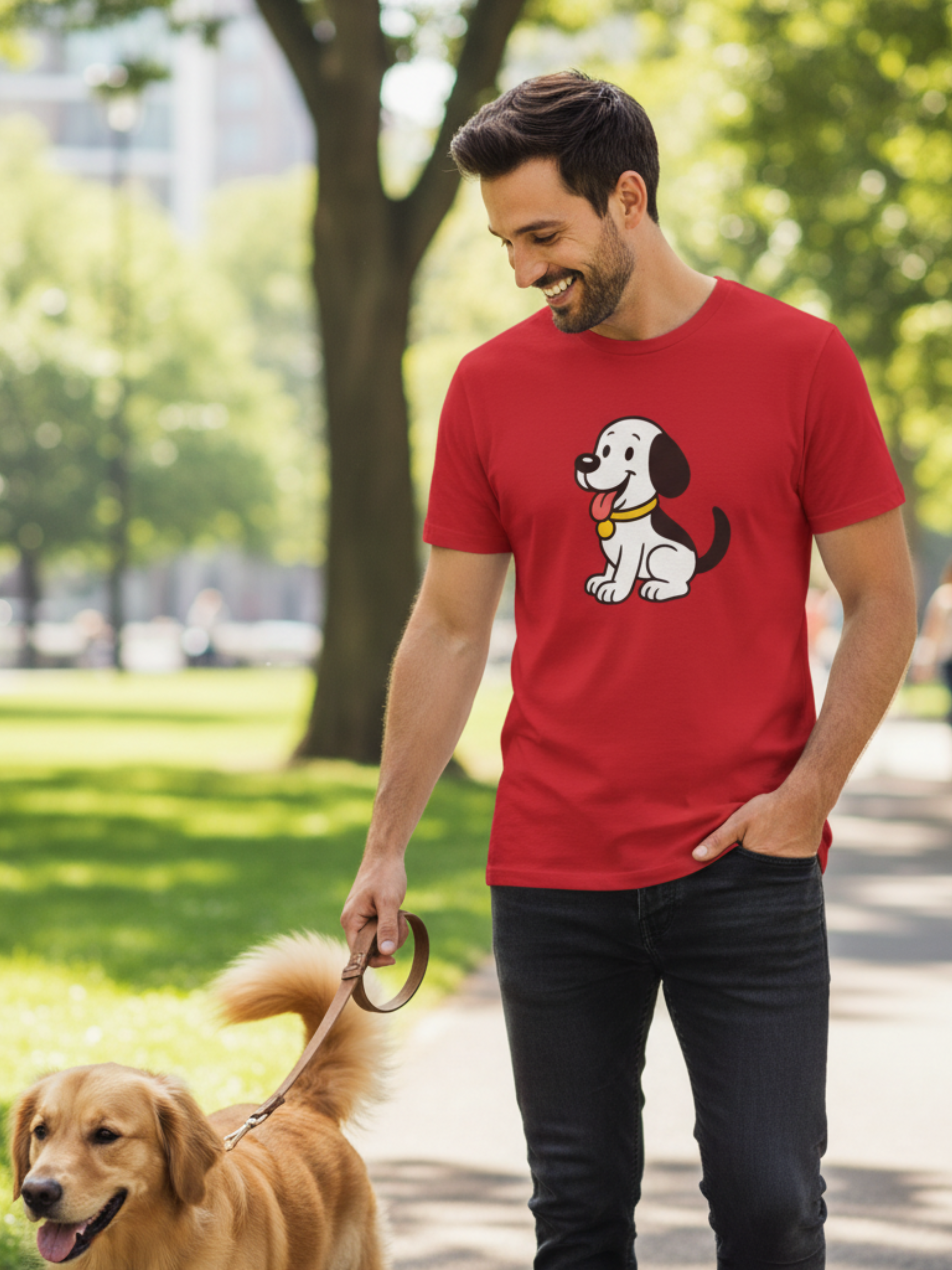 Cute Dog Graphic Tee – Adorable Red Shirt for Pet Lovers