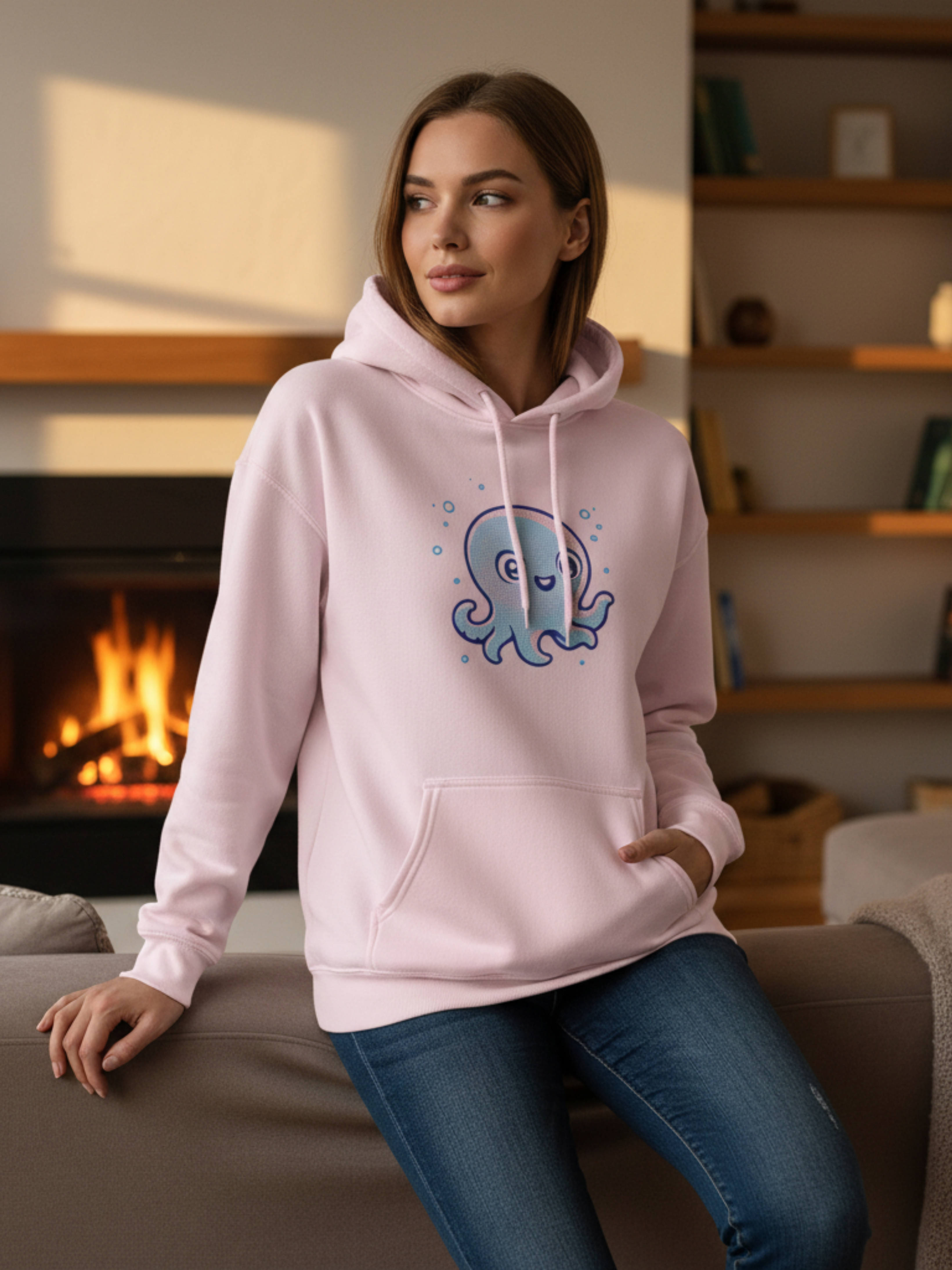 Cozy Octopus Hoodie – Unisex Ocean Lover Pullover | Sea Life Sweatshirt