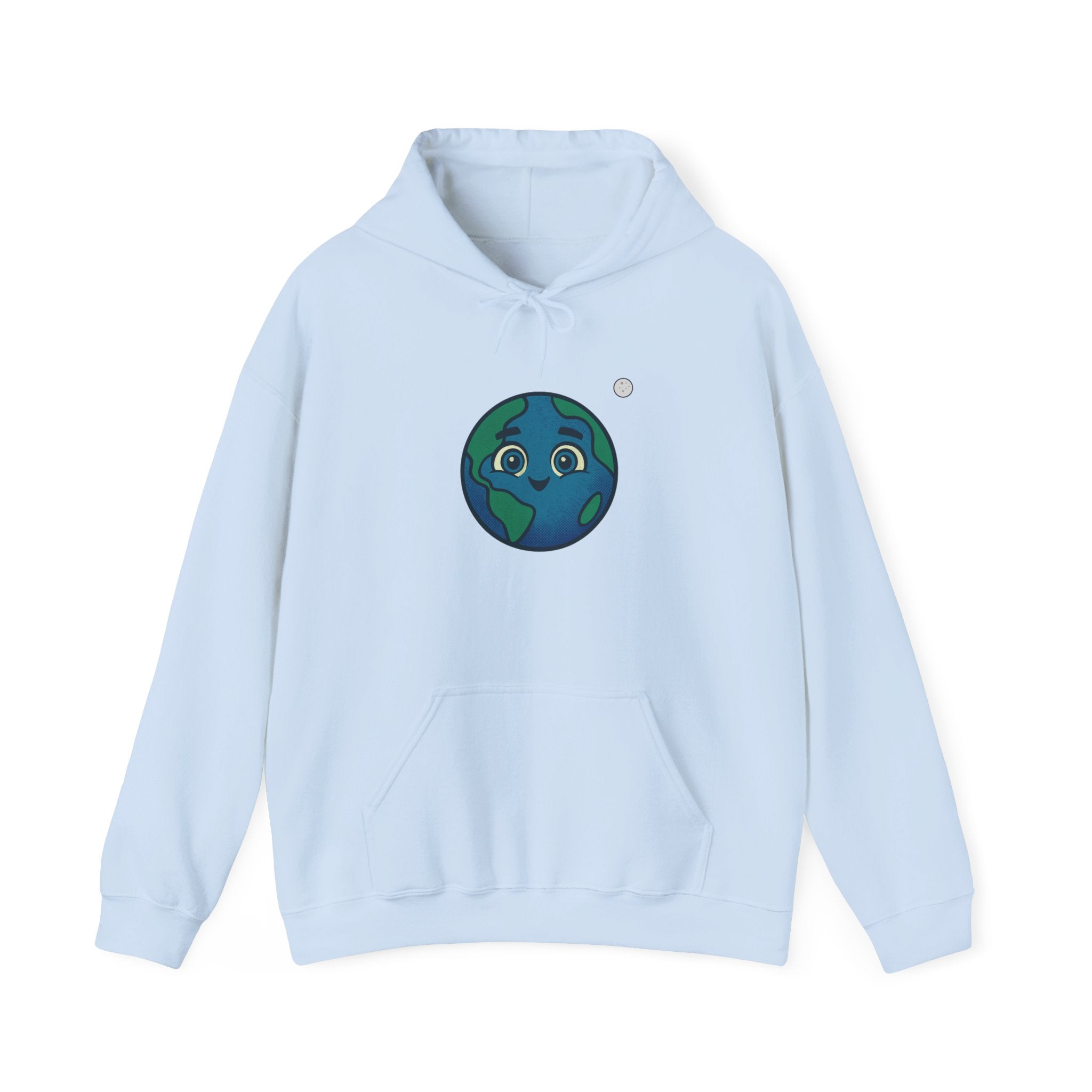 Cute Earth Character Hoodie, Unisex Sweatshirt, Gifts for Nature Lovers, Eco-friendly Apparel, Earth Day, Cozy Fashion