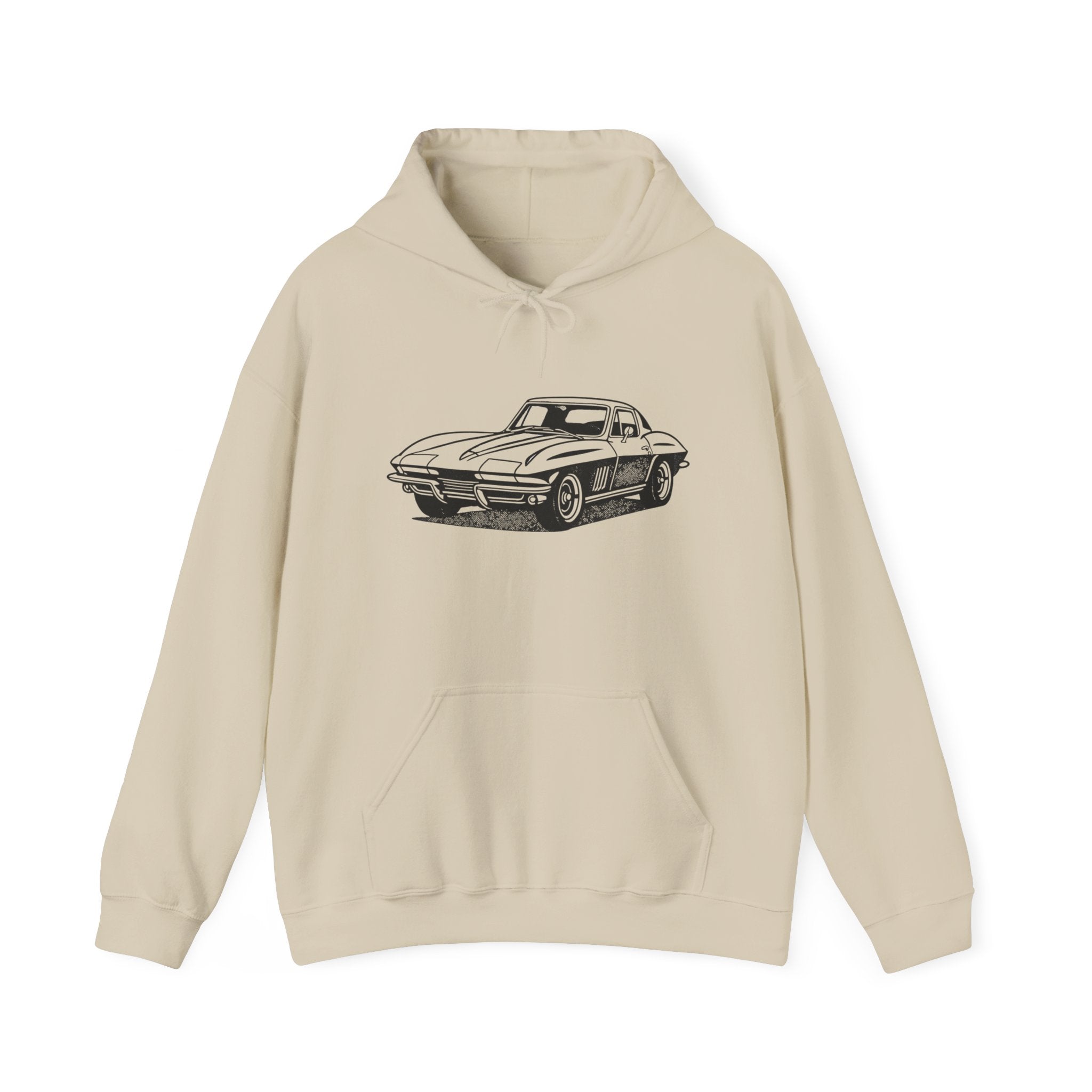 Classic Car Illustration Hoodie, Vintage Auto Sweatshirt, Unisex Car Lover Gift, Cozy Everyday Wear, Automotive Enthusiast Apparel