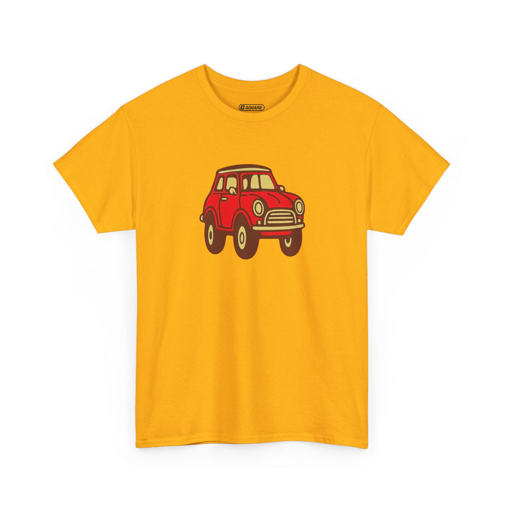 Retro Mini Red Car Tee – Heavy Cotton Style for Classic Car Lovers
