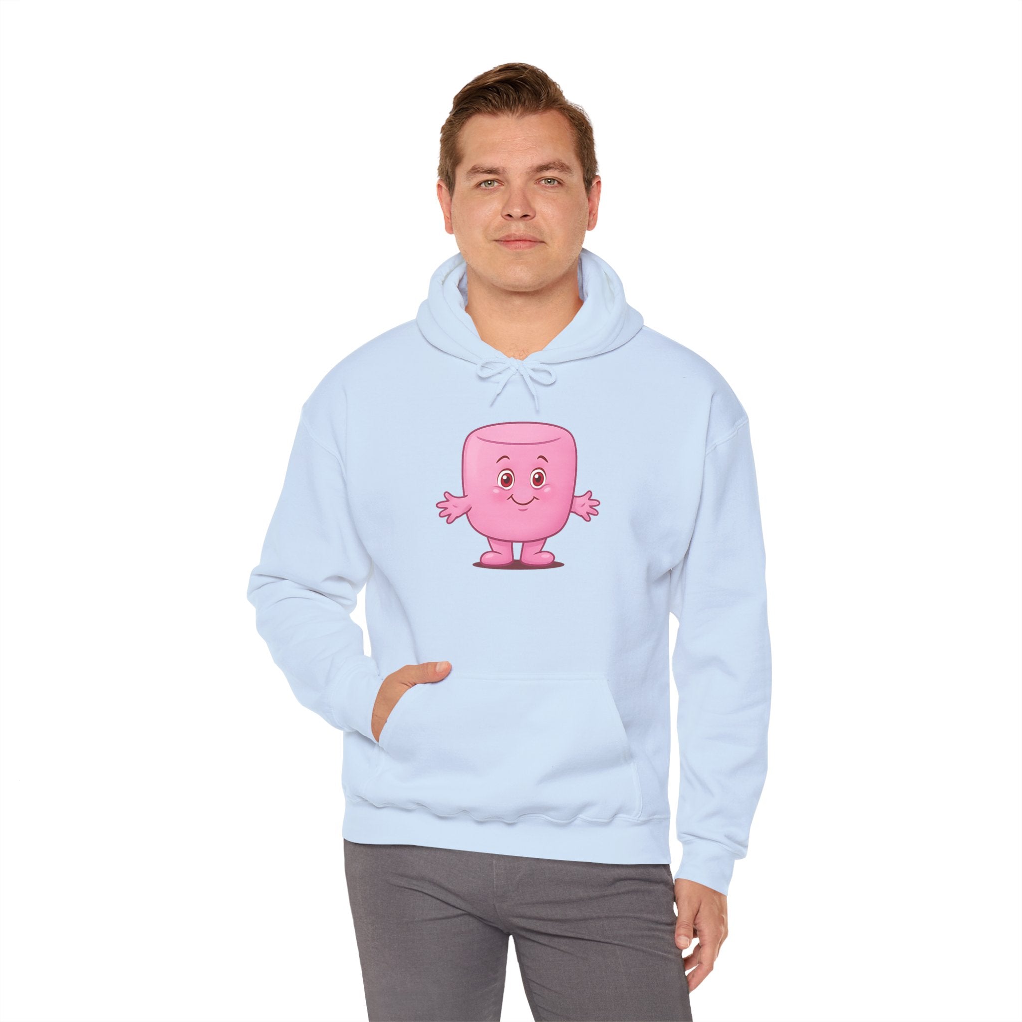 Cute Marshmallow Character Hoodie, Cozy Sweatshirt, Fun Gift for Kids, Unisex Pullover for Fall/Winter, Casual Wear, Cartoon Apparel