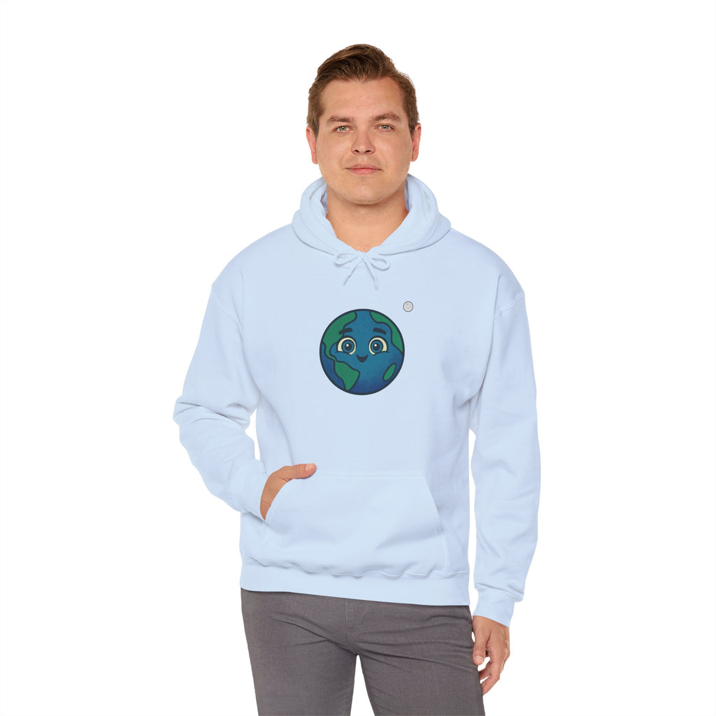 Cute Earth Character Hoodie, Unisex Sweatshirt, Gifts for Nature Lovers, Eco-friendly Apparel, Earth Day, Cozy Fashion