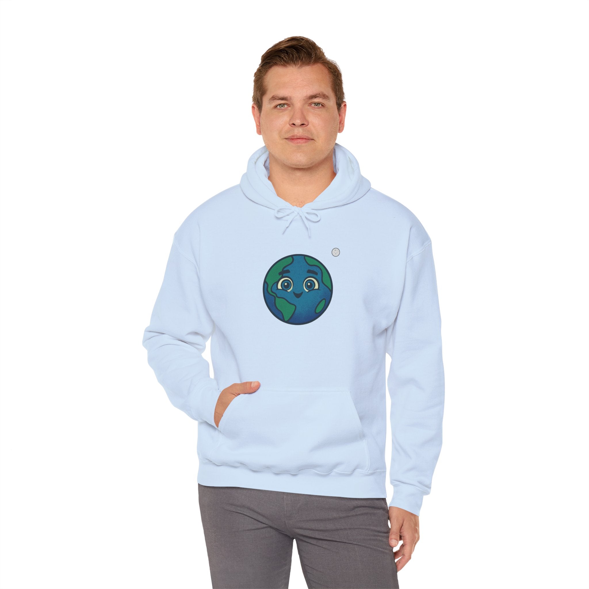 Cute Earth Character Hoodie, Unisex Sweatshirt, Gifts for Nature Lovers, Eco-friendly Apparel, Earth Day, Cozy Fashion