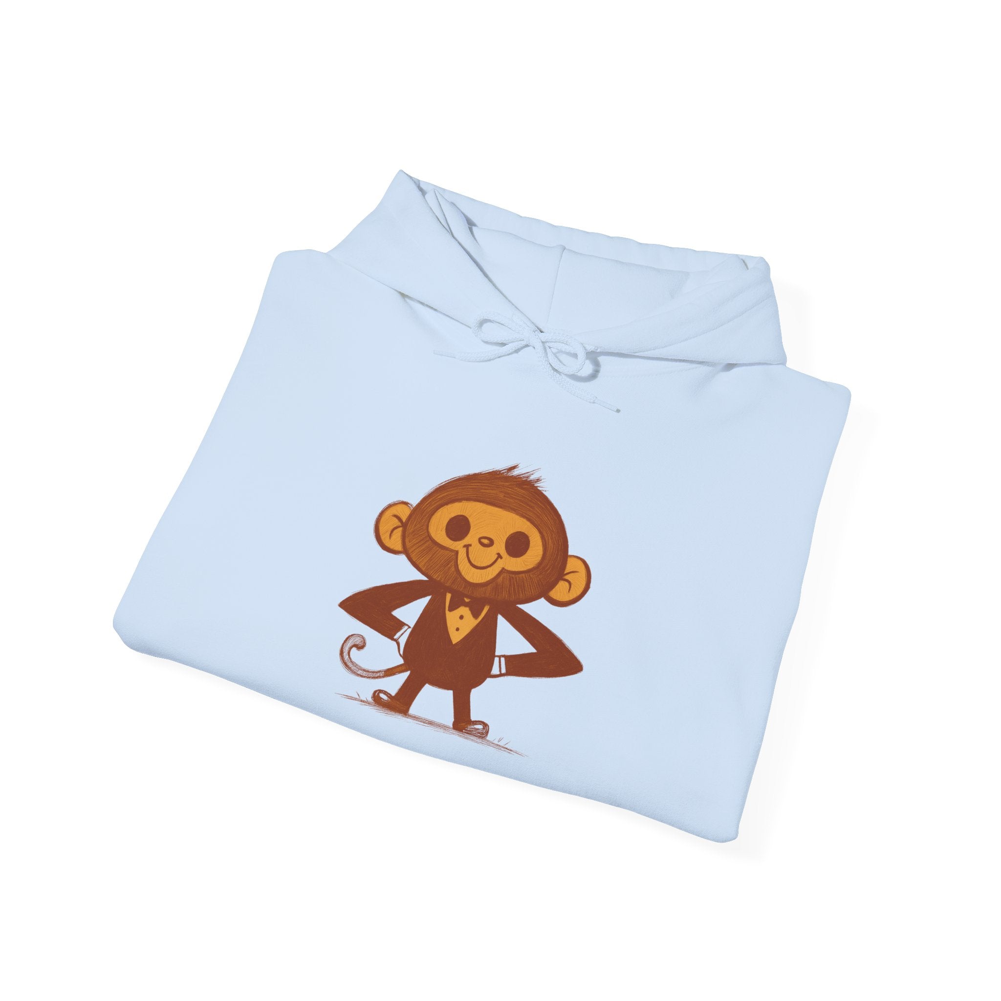 Cheerful Monkey Hoodie - Fun Unisex Sweatshirt, Cute Gift for Kids & Adults, Casual Wear, Birthday, Animal Lovers Apparel